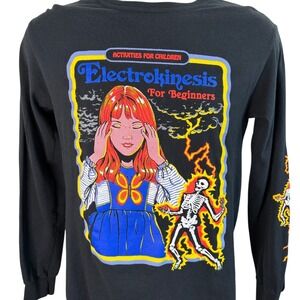 Steven Rhodes Mens Electrokinesis For Beginners Shirt Sz S Black Long Sleeve